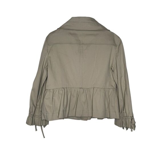 Valentino Womens Jacket Full Zip Peplum Shawl Collar Long Sleeve Buttons Beige 4 - Picture 7 of 10